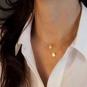 2/$20 Chic Disc Gold Layered Necklace